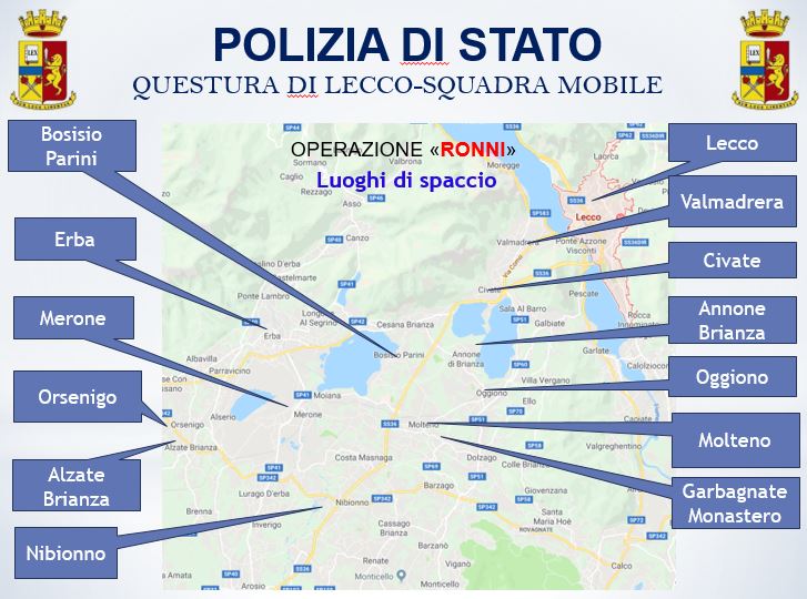 Il call center della cocaina, operazione della polizia di Lecco, la mappa dello spaccio