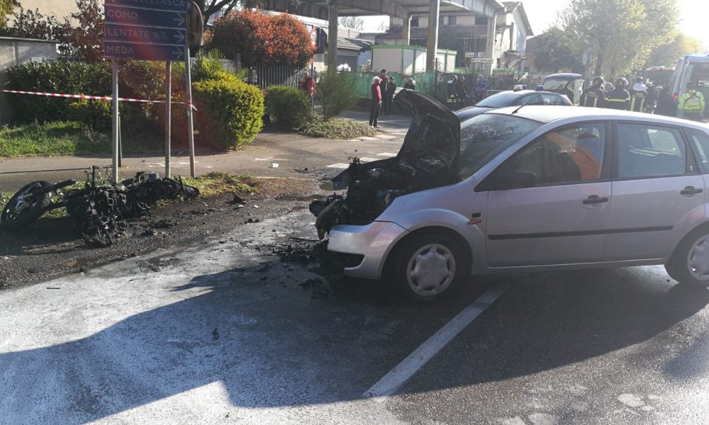 Lazzate, scontro con un’auto, motociclista comasco in condizioni gravissime