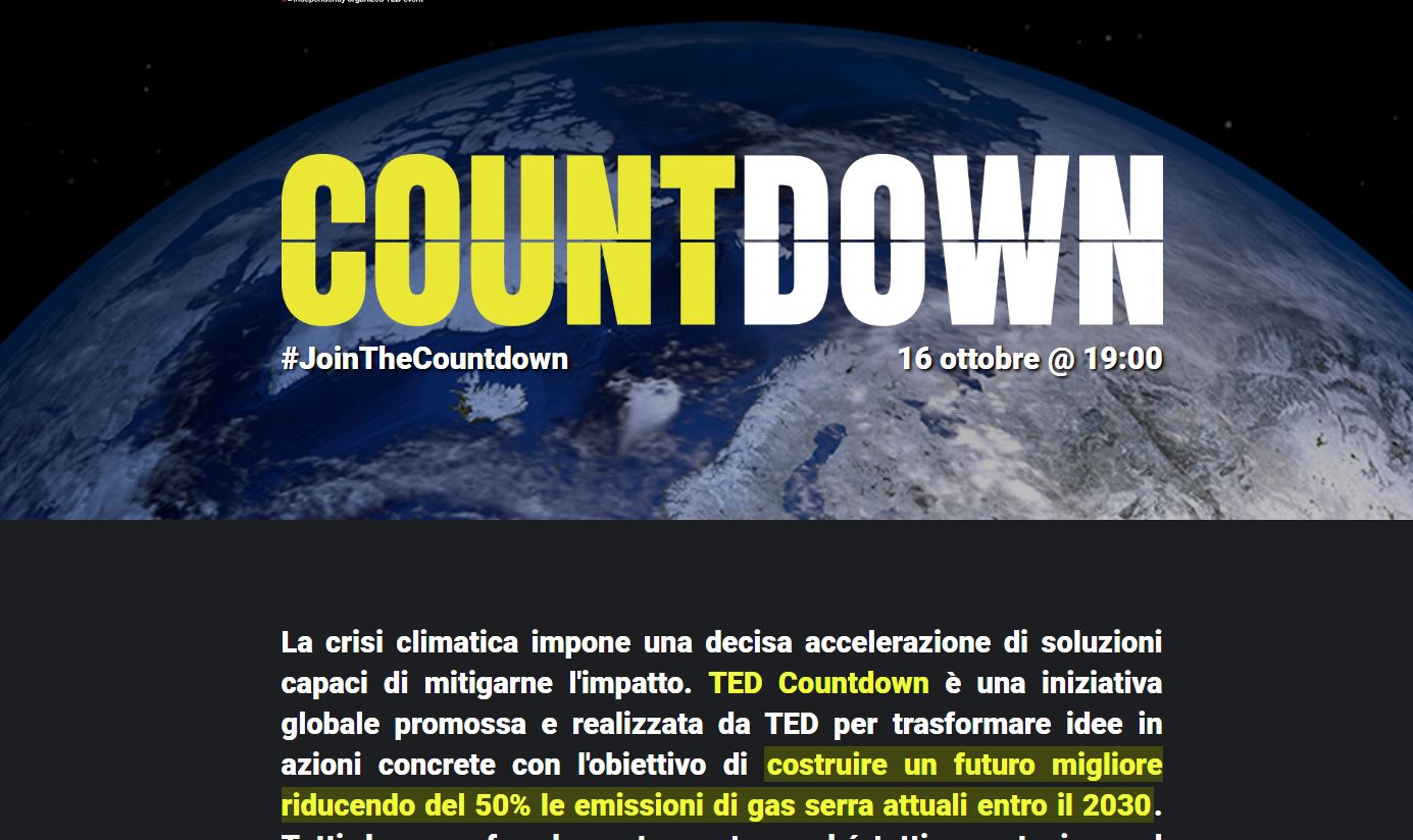 TEDxLakeComo partecipa al progetto Countdown: la community domani online per discutere della crisi climatica
