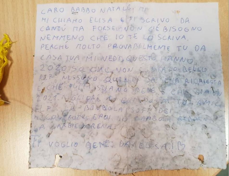 Da Cantù alla provincia di Lodi, la letterina di Elisa a Babbo Natale: “La mia richiesta è che tutti stiano bene”