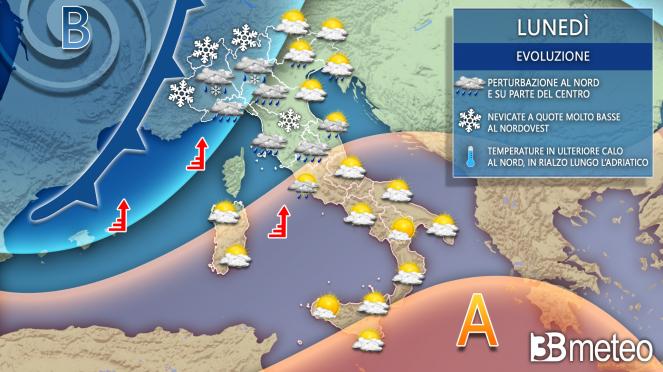 Meteo lunedì 14 febbraio