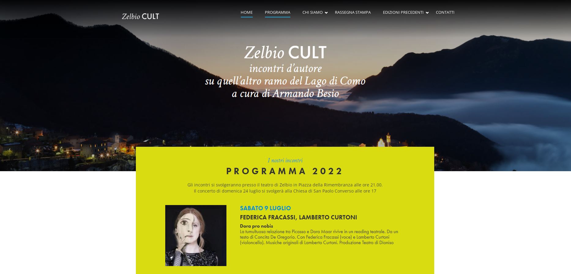 Al via la quindicesima edizione di Zelbio Cult con lo spettacolo “Dora Pro Nobis”