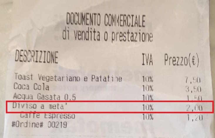 Due euro per tagliare un panino, lo scontrino di Como diventa un caso nazionale