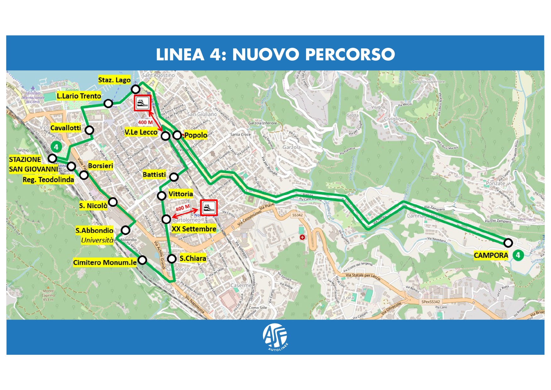 Rivoluzione della linea 4, Como ha il suo primo percorso “ad anello” per cittadini e turisti