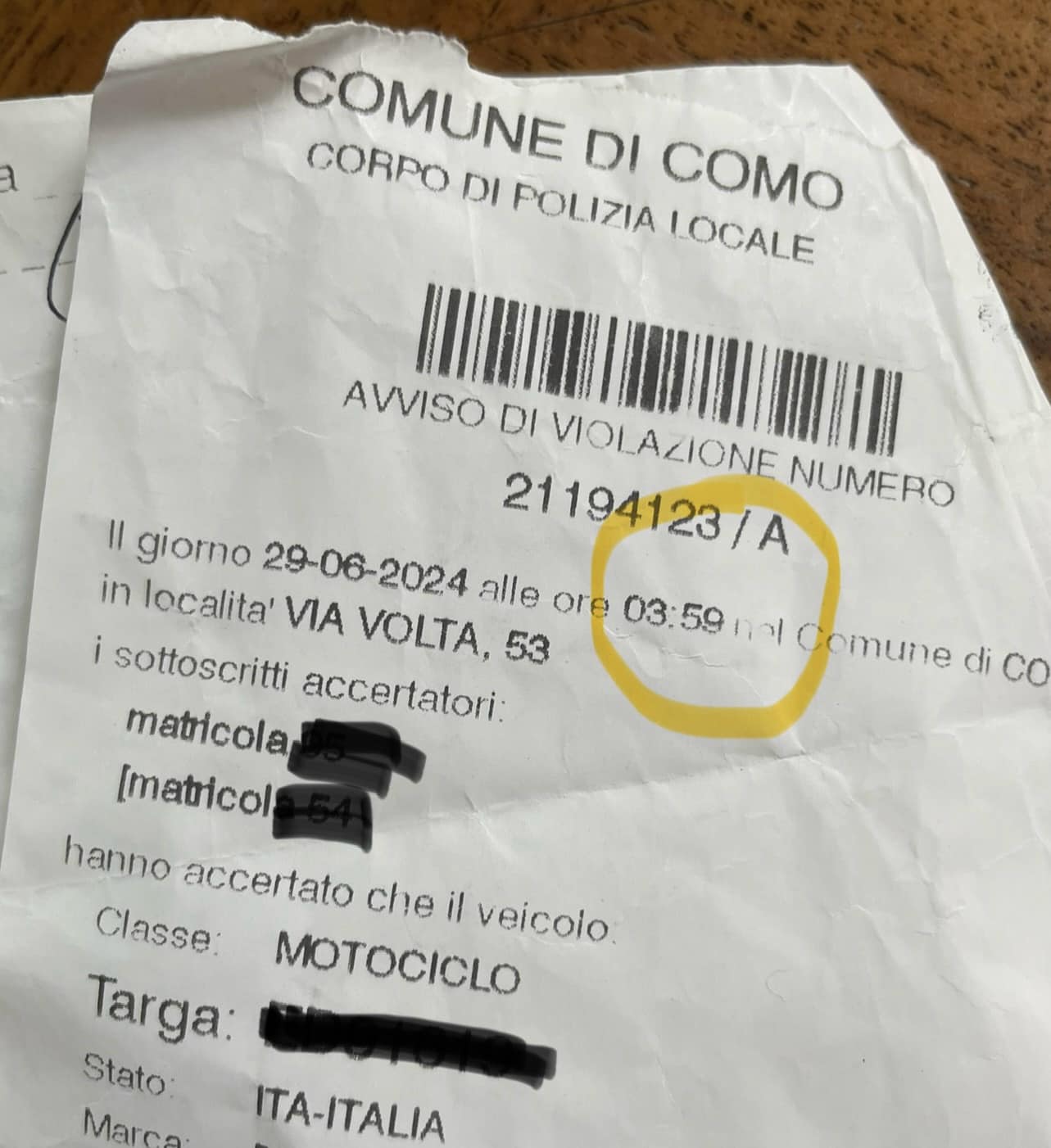 Moto multata alle 4 di notte in centro storico: Sergio Gaddi sbotta sui social