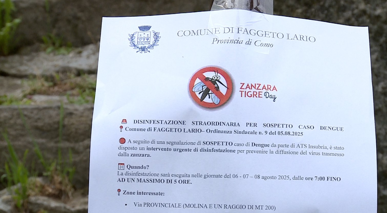 Casi sospetti di zanzara tigre, disinfestazione a Faggeto e Torno