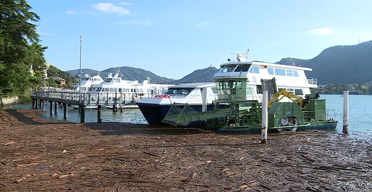 Lago di Como invaso dai detriti, fermo un battello spazzino. Manca il personale che possa guidarlo